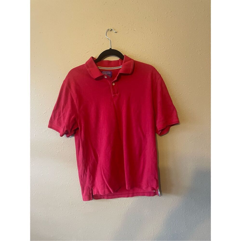 Pendleton Woolen Mills Red Polo Shirt Embroidered Sleeve Size Medium